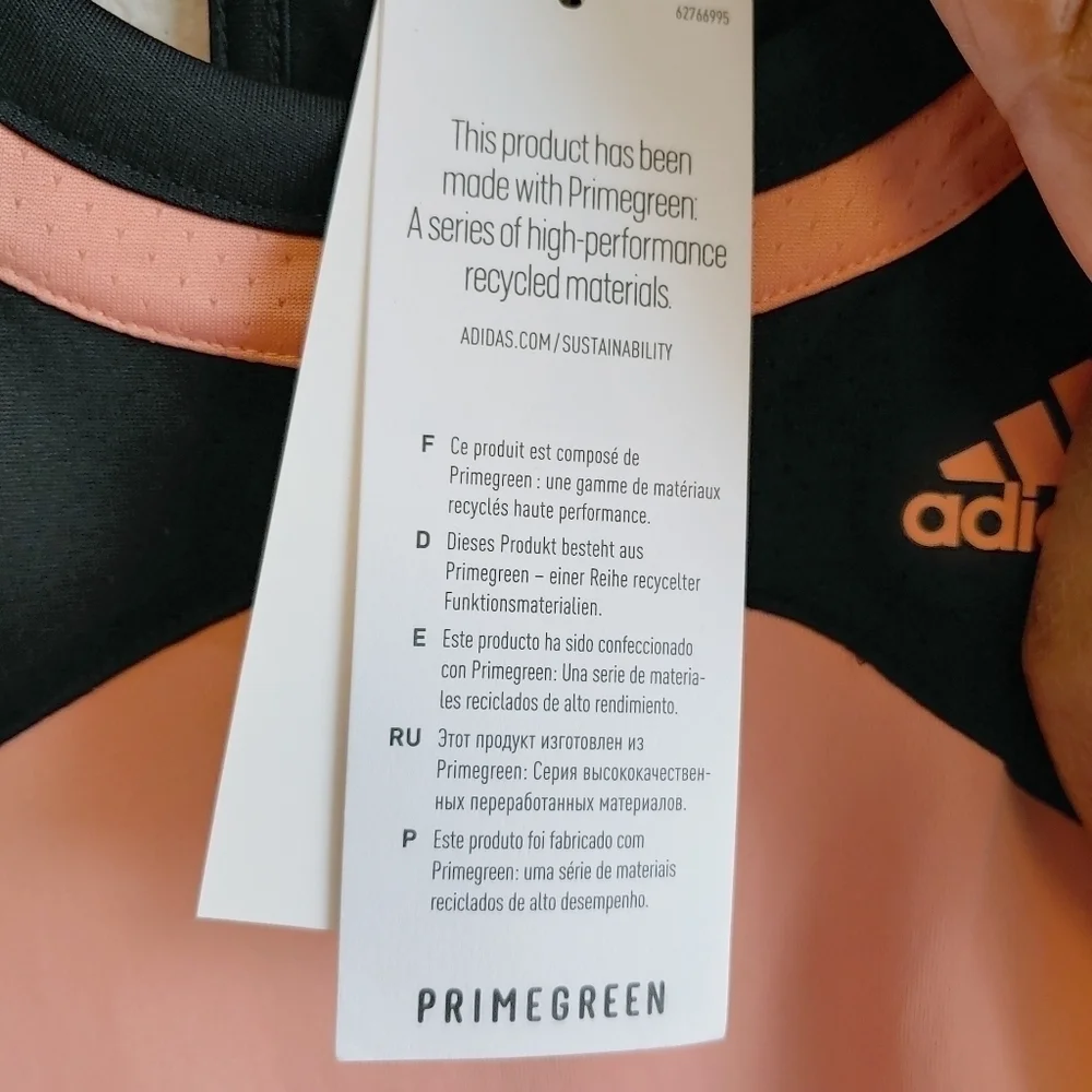 Adidas Girls Peach and Black Primegreen Aeroready Racerback Club Tank Top Sz S